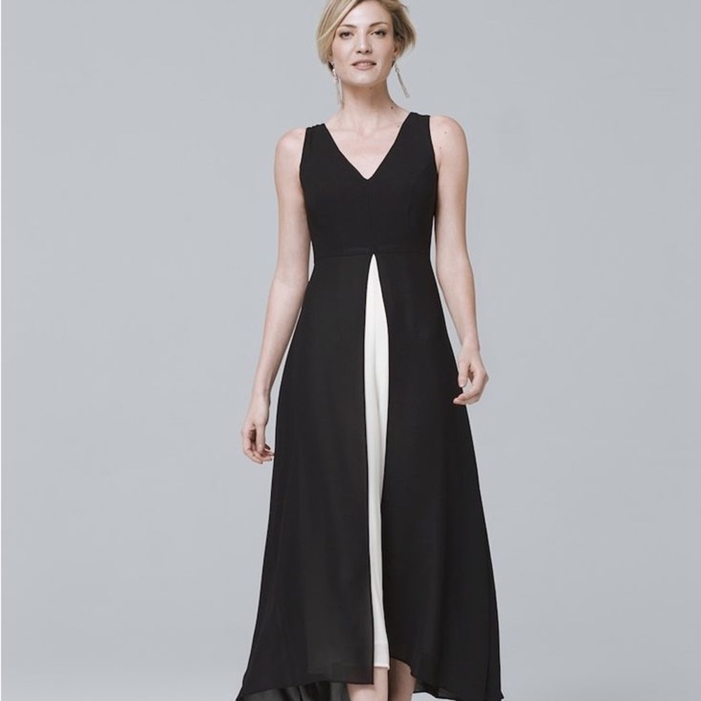White House Black Market Black & White SL Overlay Jumpsuit NWT - Picture 2 of 4